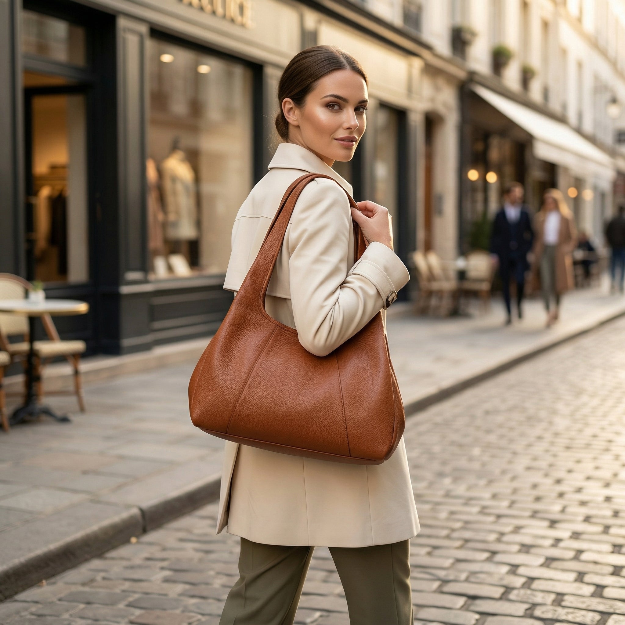 Premium Women’s Leather Shoulder Tote – Spacious Hobo Handbag for Work & Travel