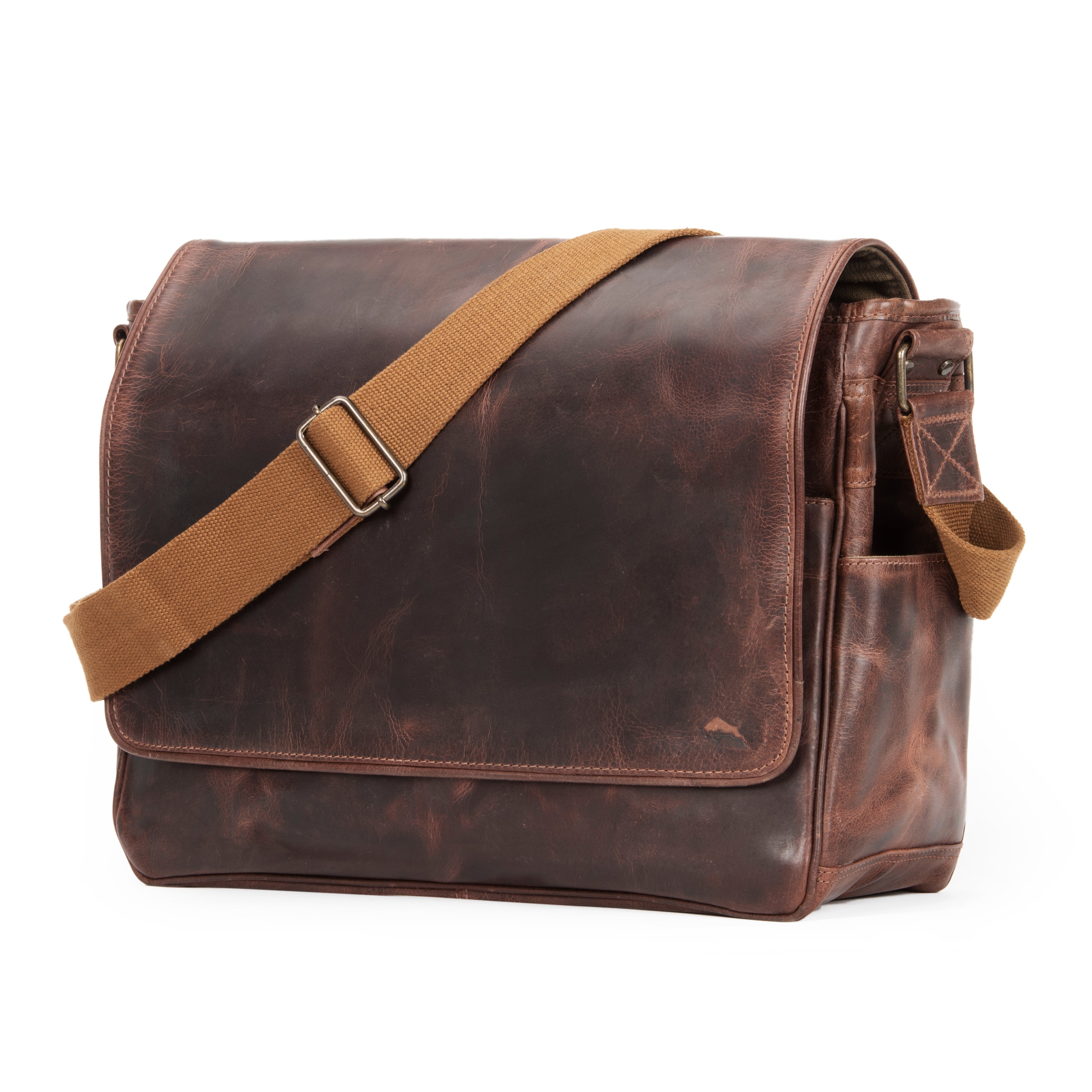 Full-Grain Buffalo Leather Messenger Bag for Men