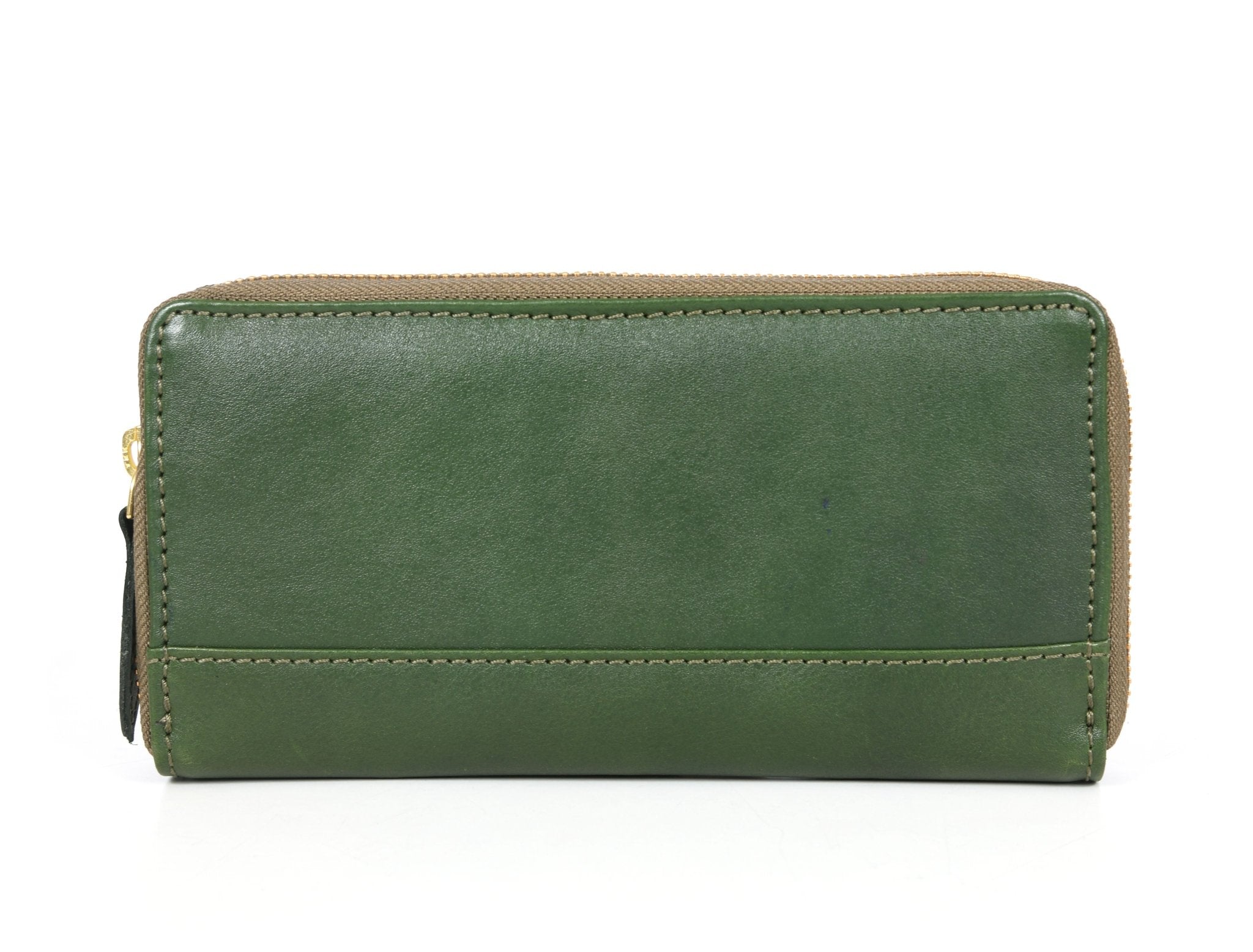 Vintage Full-Grain Leather Zip Wallet – Compact Travel Card & Cash Organizer