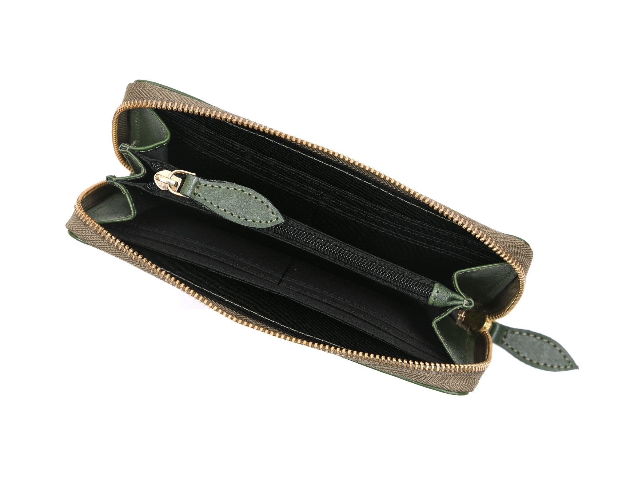 Vintage Full-Grain Leather Zip Wallet – Compact Travel Card & Cash Organizer
