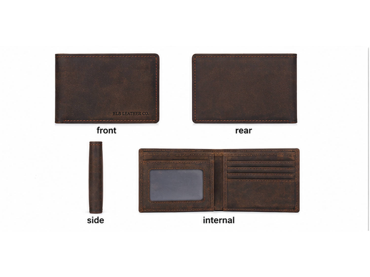 Retro Full-Grain Leather Bifold Wallet – Classic Card & Cash Organizer