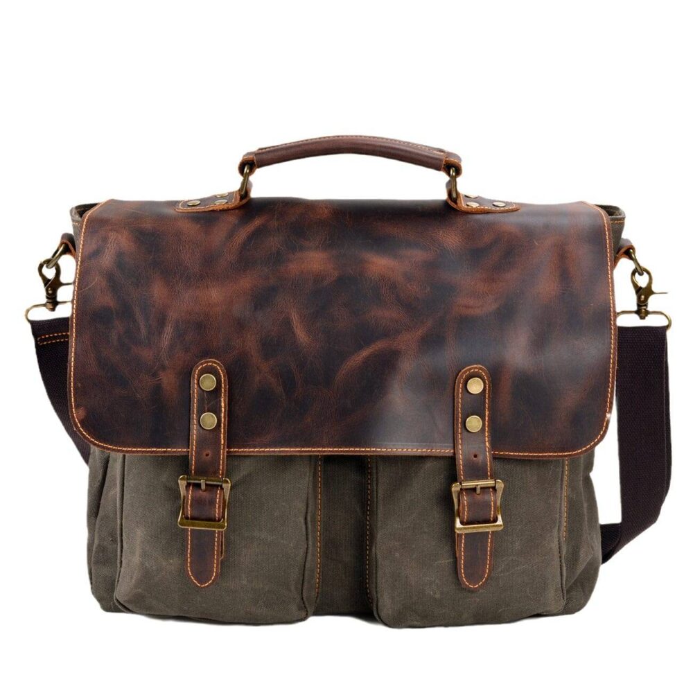 Vintage Canvas Leather Messenger Bag for Men