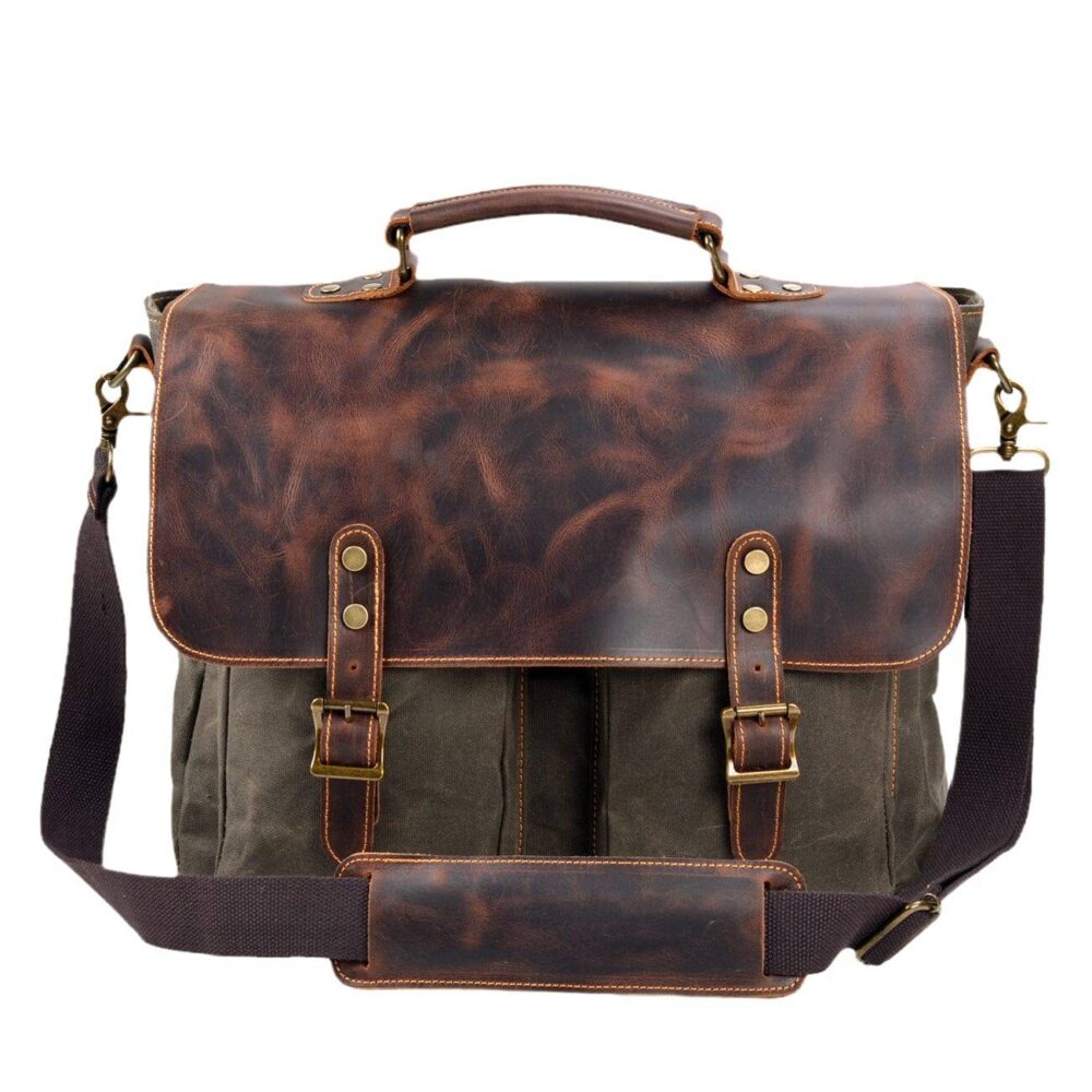Vintage Canvas Leather Messenger Bag for Men