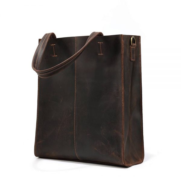 Unisex Leather Crossbody Tote Bag With Adjustable Strap
