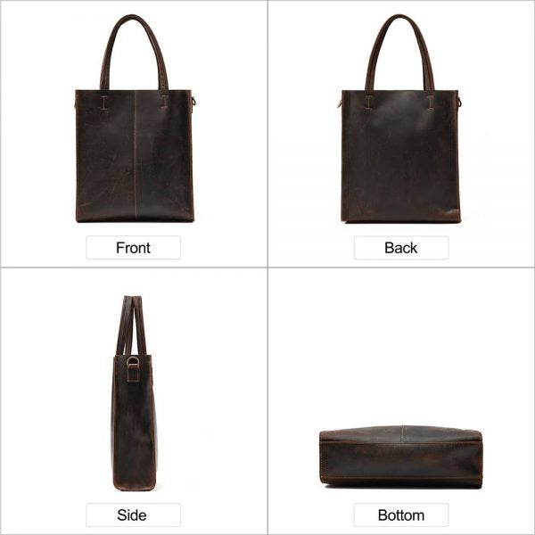 Unisex Leather Crossbody Tote Bag With Adjustable Strap